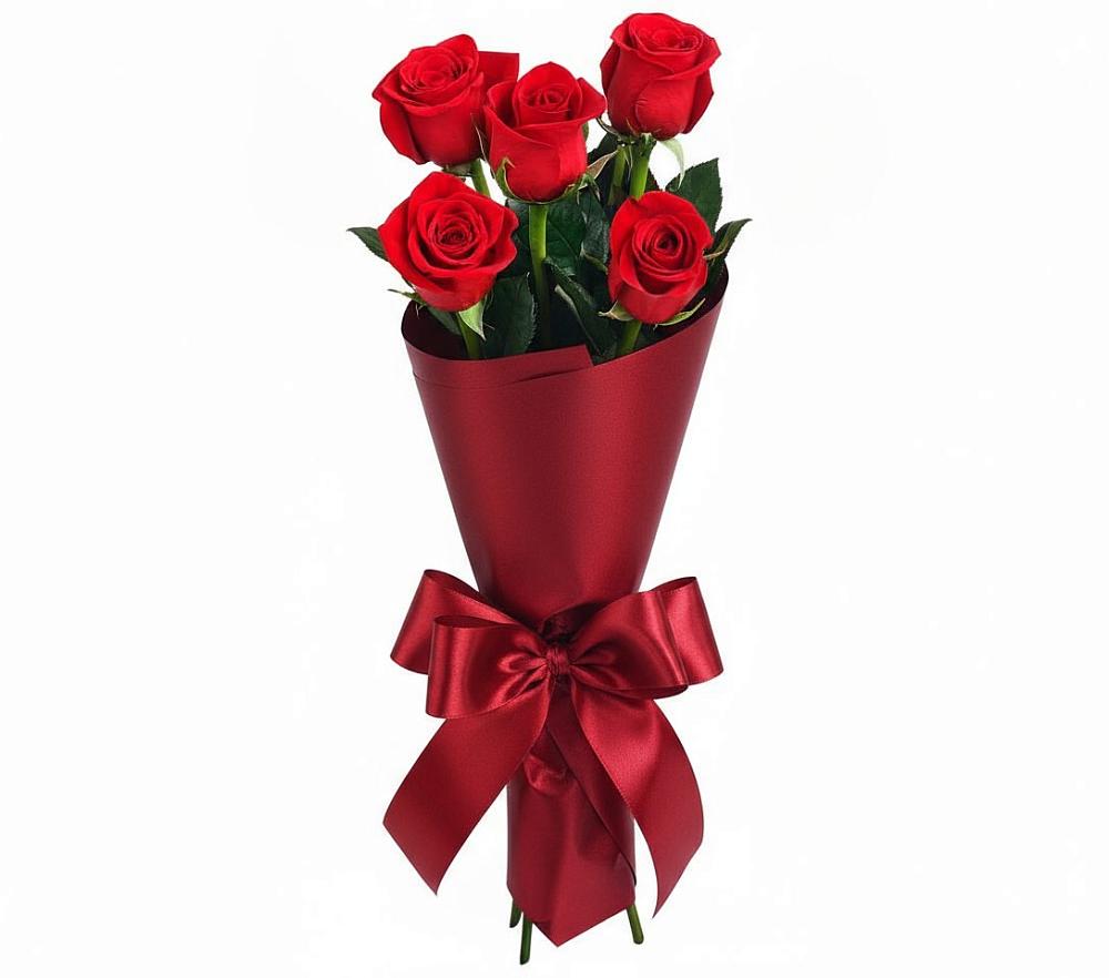 Букет 5 Красных роз Эдлесс Лав в Каспийске