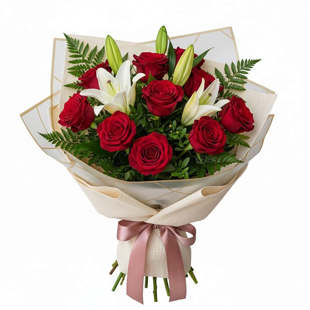 Букет цветов из: Лилии и Розы в Каспийске