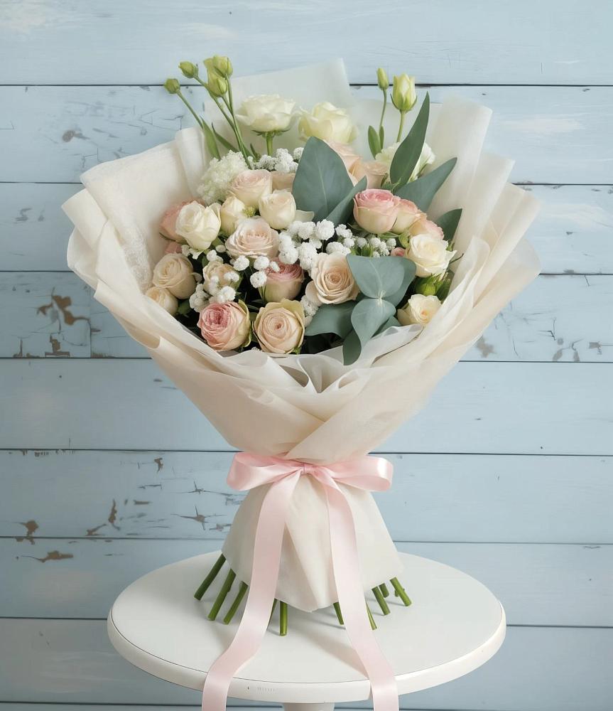 Букет цветов из: Розы и Лизиантусы в Каспийске