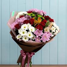 Букет цветов из:  Розы, Хризантемы и Альстромерии в Каспийске