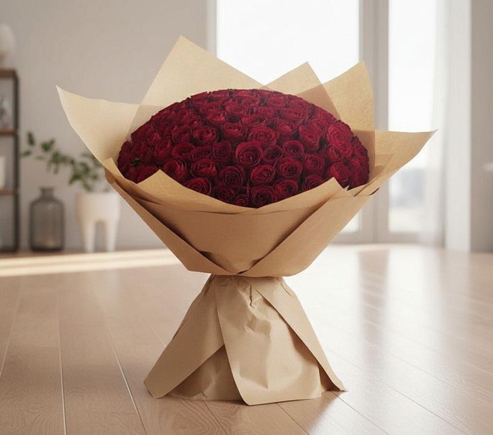 Букет 101 Красная роза в Каспийске