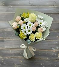 Букет цветов из:  Альстромерии, Розы и Хризантемы в Каспийске