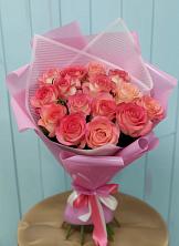 Букет 15 Розовых роз Равель в Каспийске